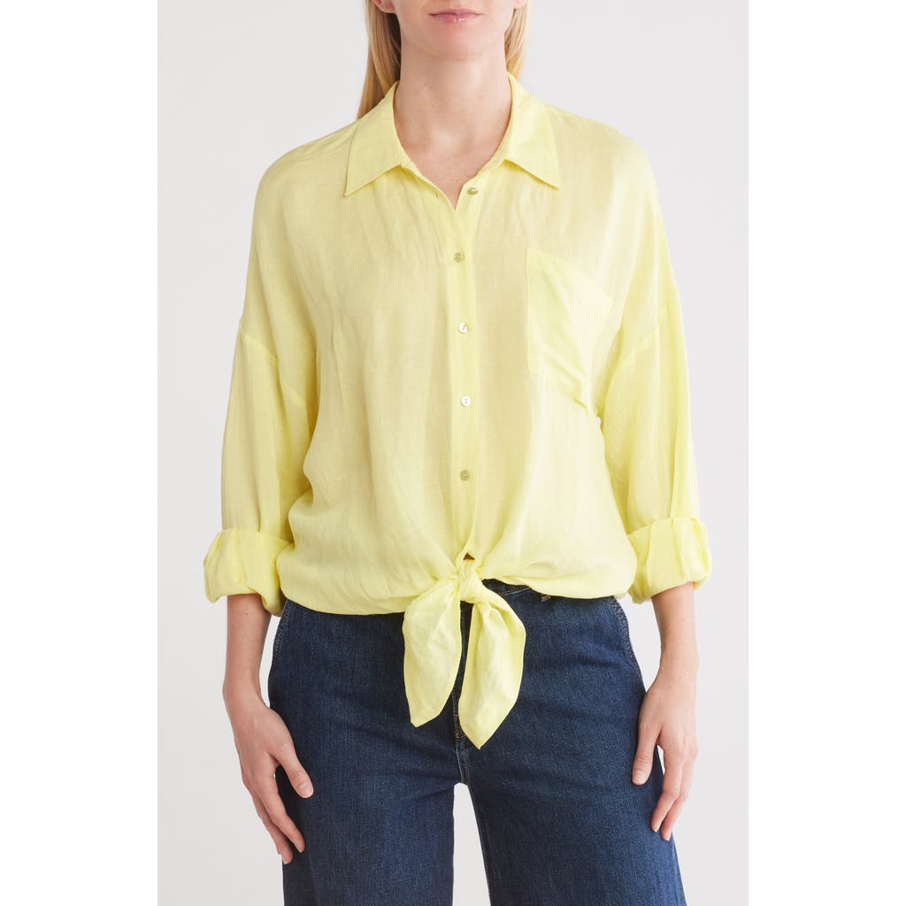 L Agence L'agence Talitha Tie Button-up Shirt In Yellow Sorbet
