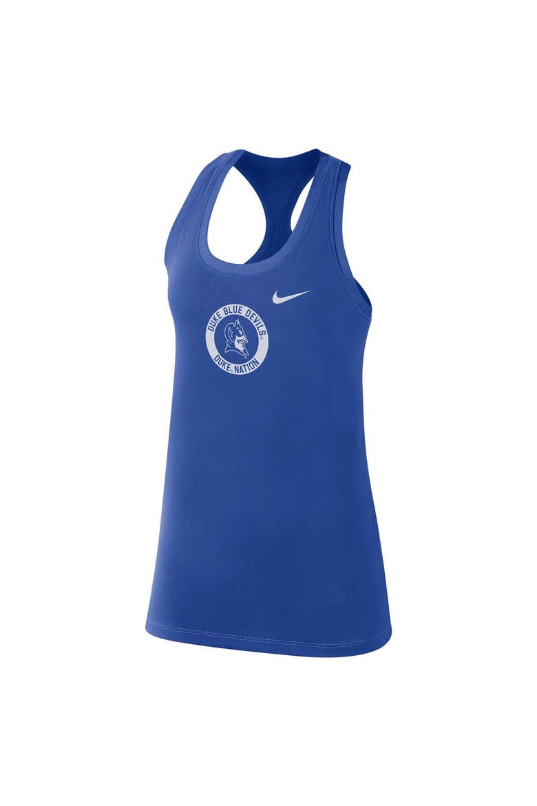 Women's Nike Royal Duke Blue Devils Modern Circle Racerback Tank Top, Alternate, color, Royal