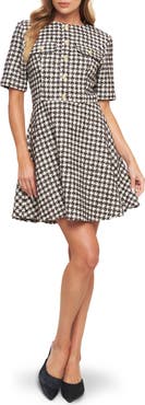FLYING TOMATO Short Sleeve Tweed Minidress