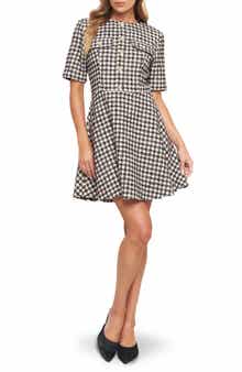 FLYING TOMATO Short Sleeve Tweed Minidress