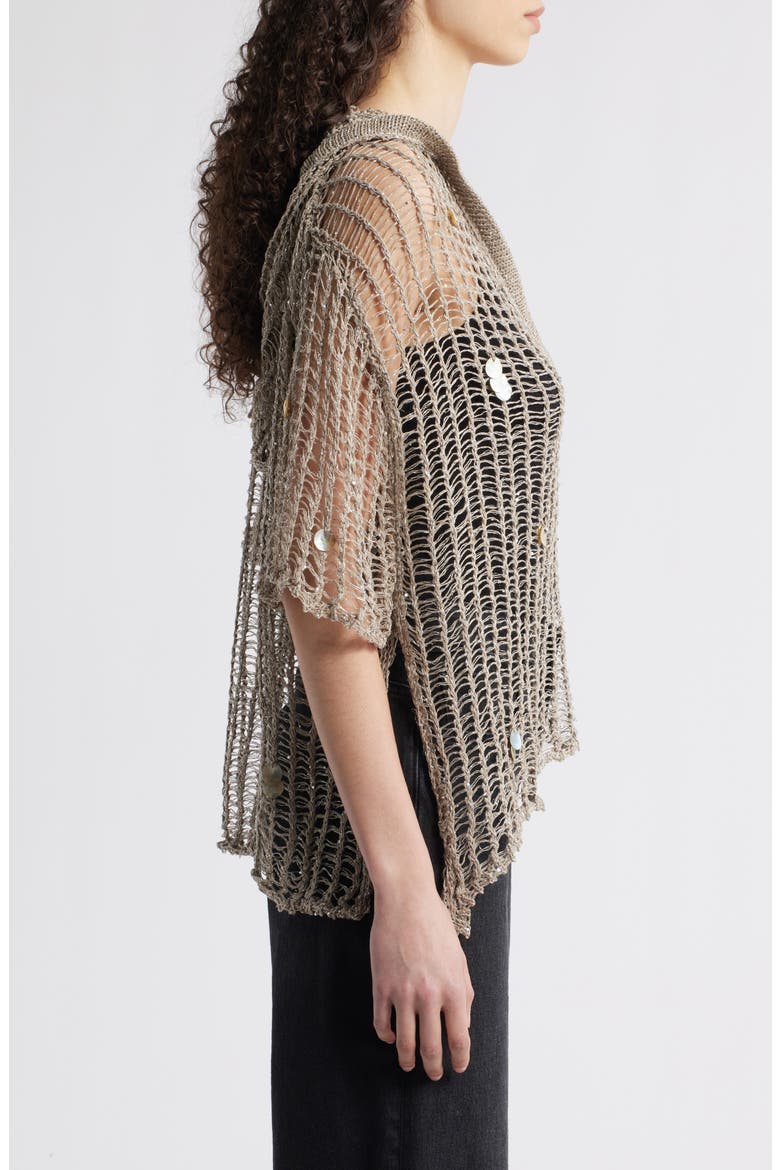 Aaliyah Sequin Open Stitch Hooded Sweater, Alternate, color, GRAY