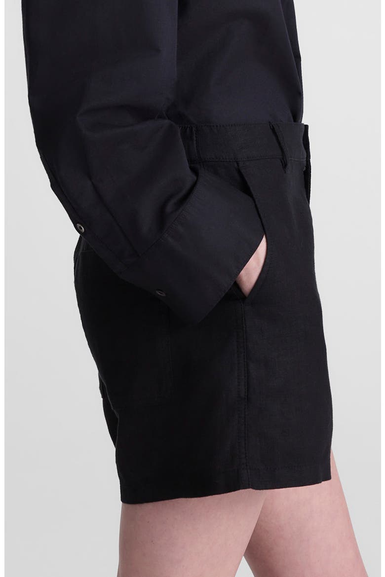 Zoe Linen Shorts, Alternate, color, JET BLACK
