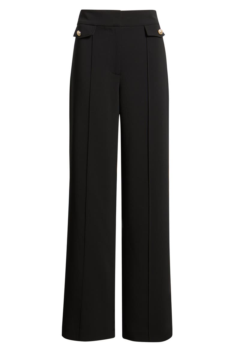 The Isla Seamed High Waist Straight Leg Pants, Alternate, color, NOIR