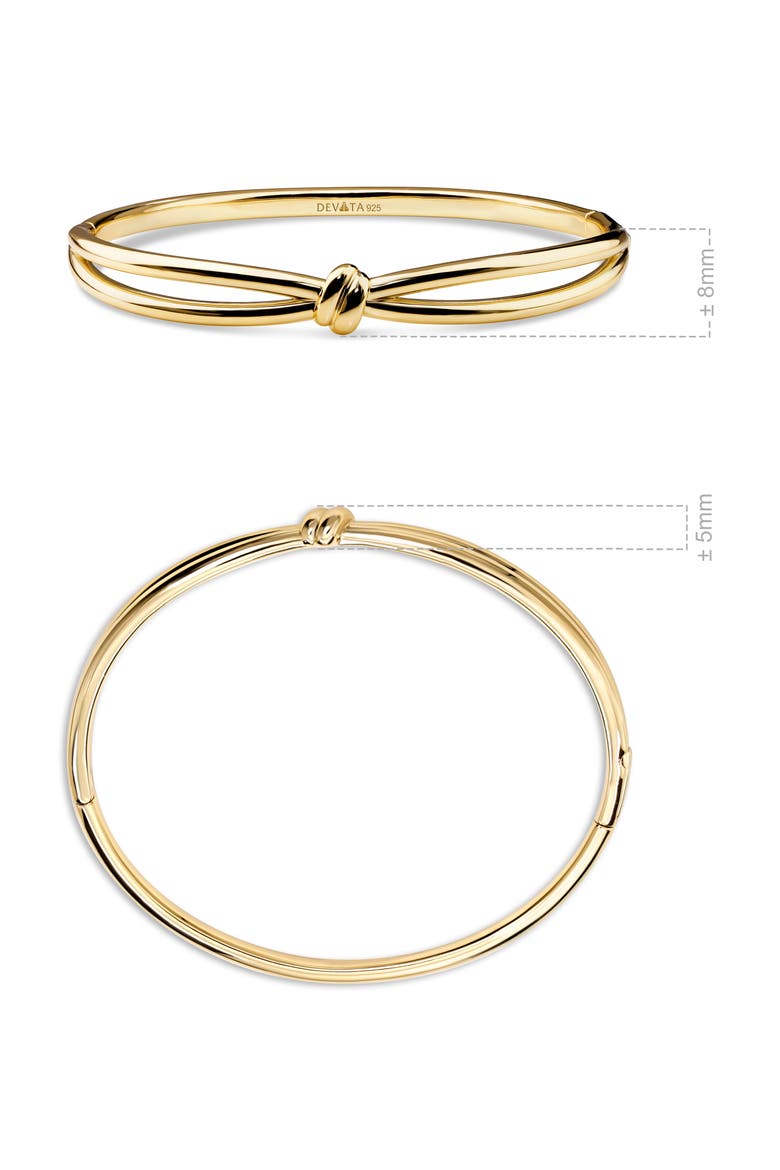 Love Knot Bangle Bracelet in Gold Plated Sterling Silver, 8mm, Alternate, color, Yellow Gold