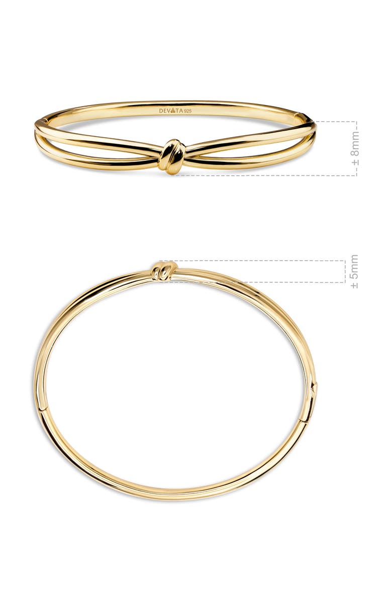 DEVATA Love Knot Bangle Bracelet in Gold Plated Sterling Silver, 8mm, Alternate, color, Yellow Gold
