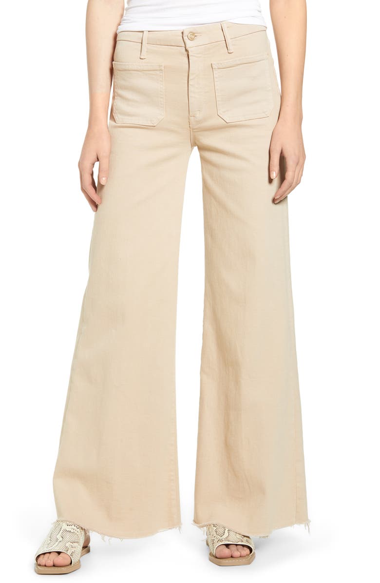 MOTHER The Patch Pocket Roller High Waist Fray Hem Wide Leg Khaki Pants, Main, color, 