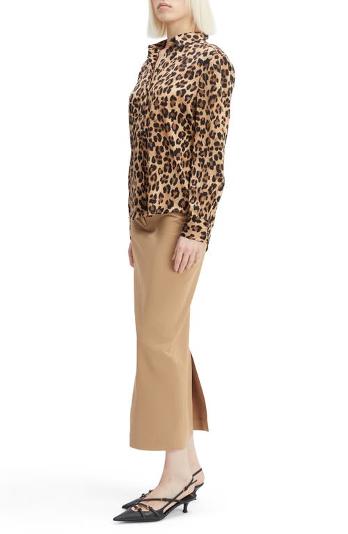 Bardot Classic Leopard Satin Button-up Shirt In Leopard