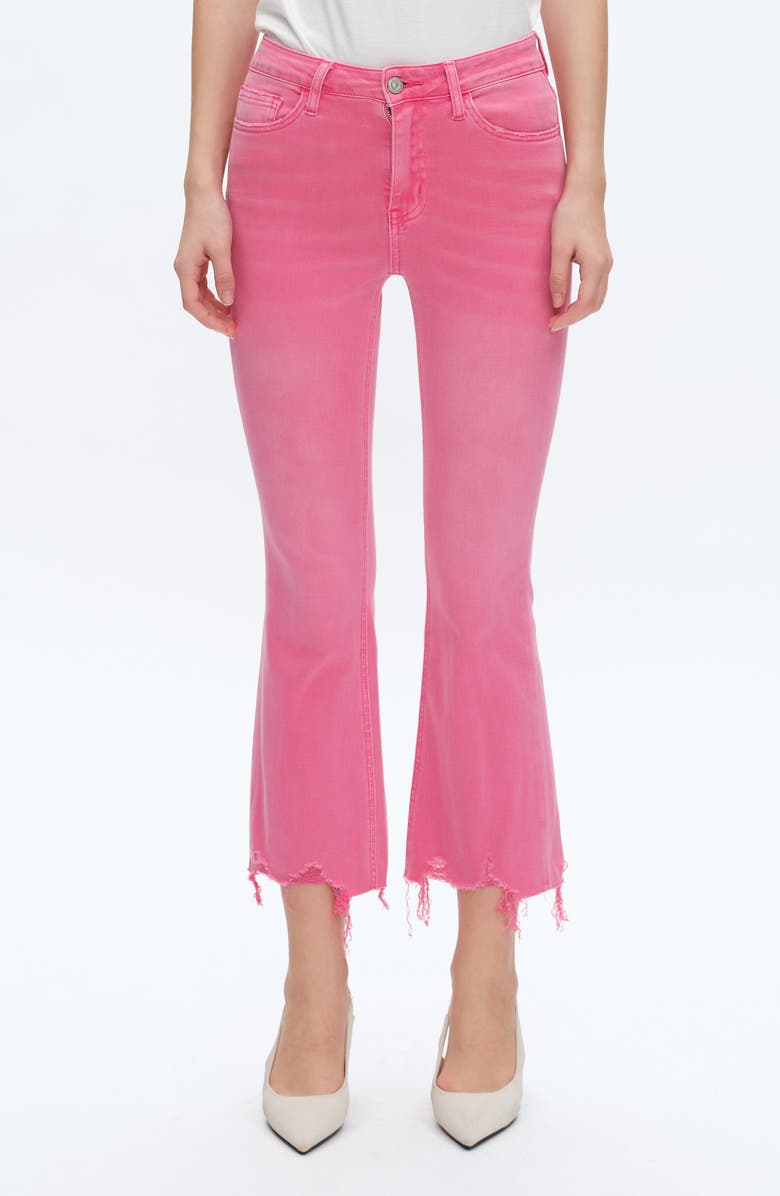 Bayeas Fray Hem Crop Flare Jeans, Main, color, Raz