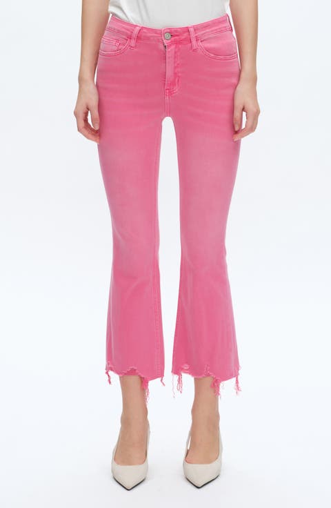 Fray Hem Crop Flare Jeans