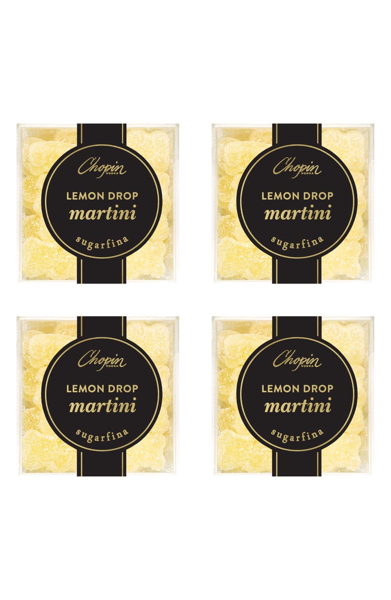 sugarfina Lemon Drop Martini Bears Set of 4 Candy Cubes, Main, color, Blue