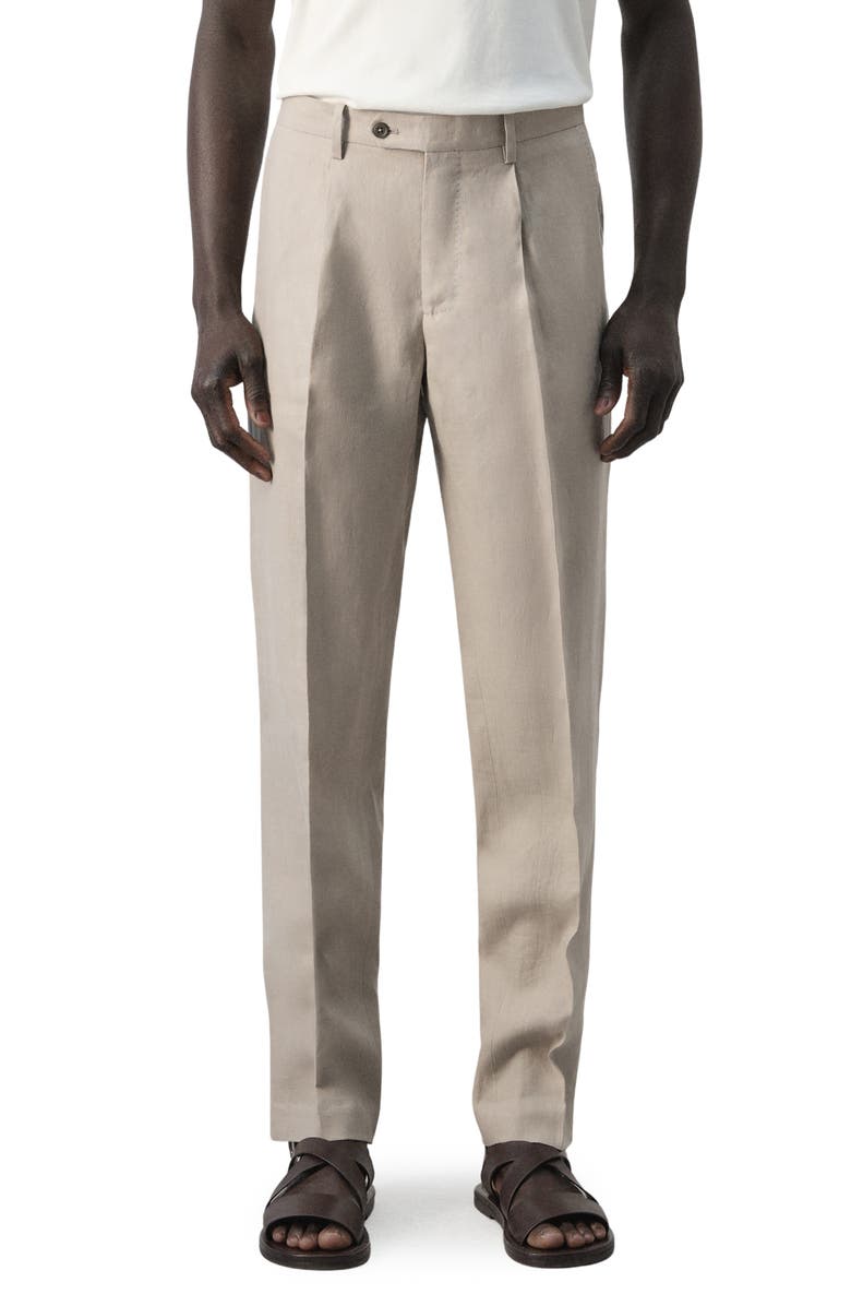 MANGO Amalfi Linen Slim Fit Suit, Main, color, Beige
