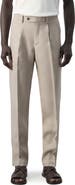 MANGO Amalfi Slim Fit Flat Front Tan Linen Suit Pants
