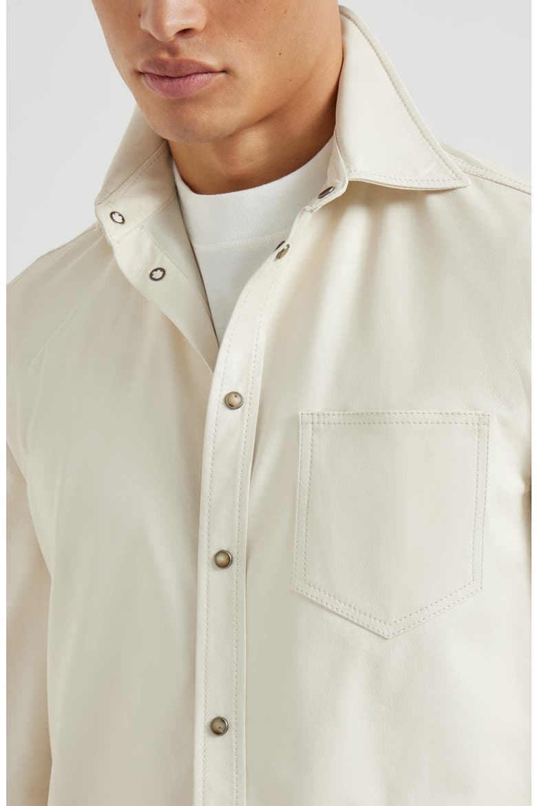 Calfskin overshirt, Alternate, color, Ivory