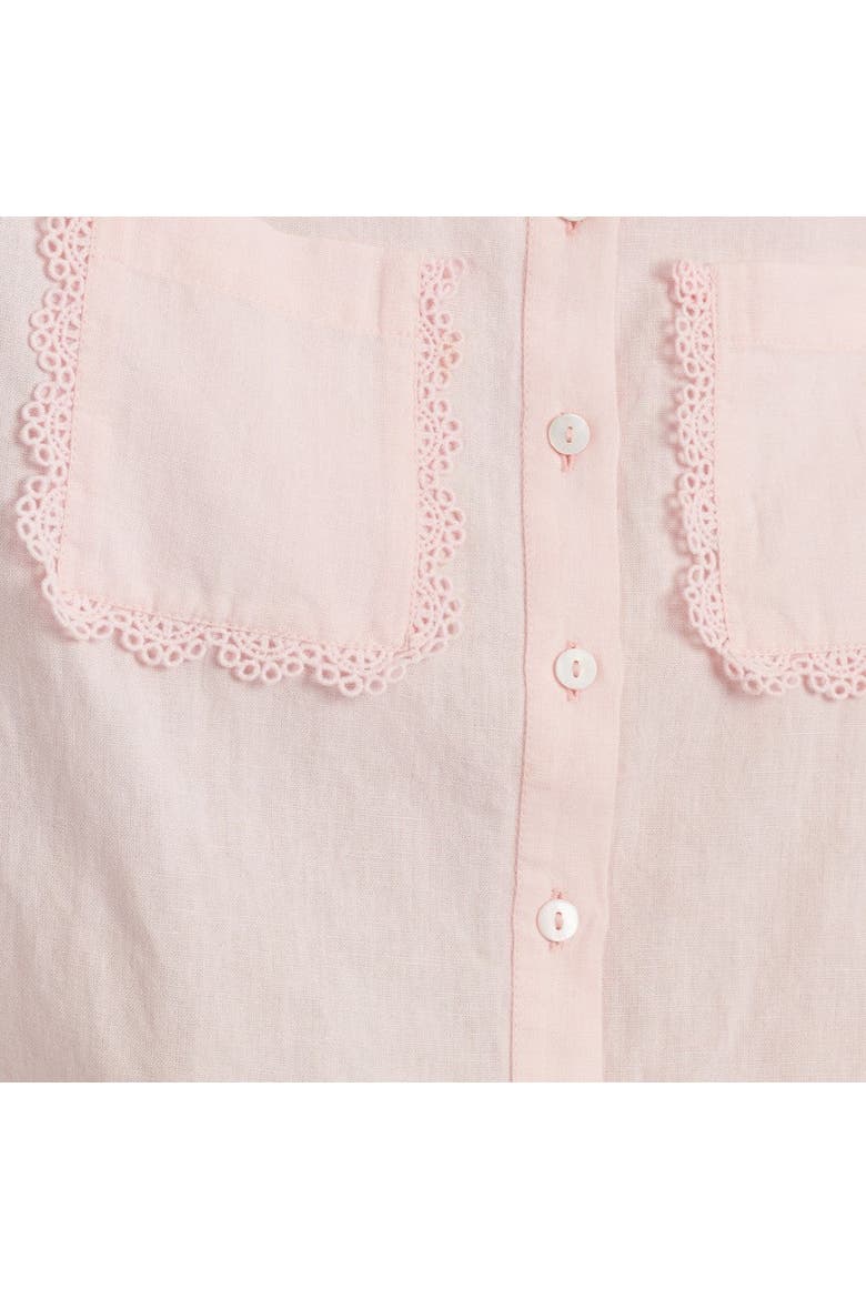 Sienna Linen-Blend Scallop Edge Shirt, Alternate, color, Light Pink