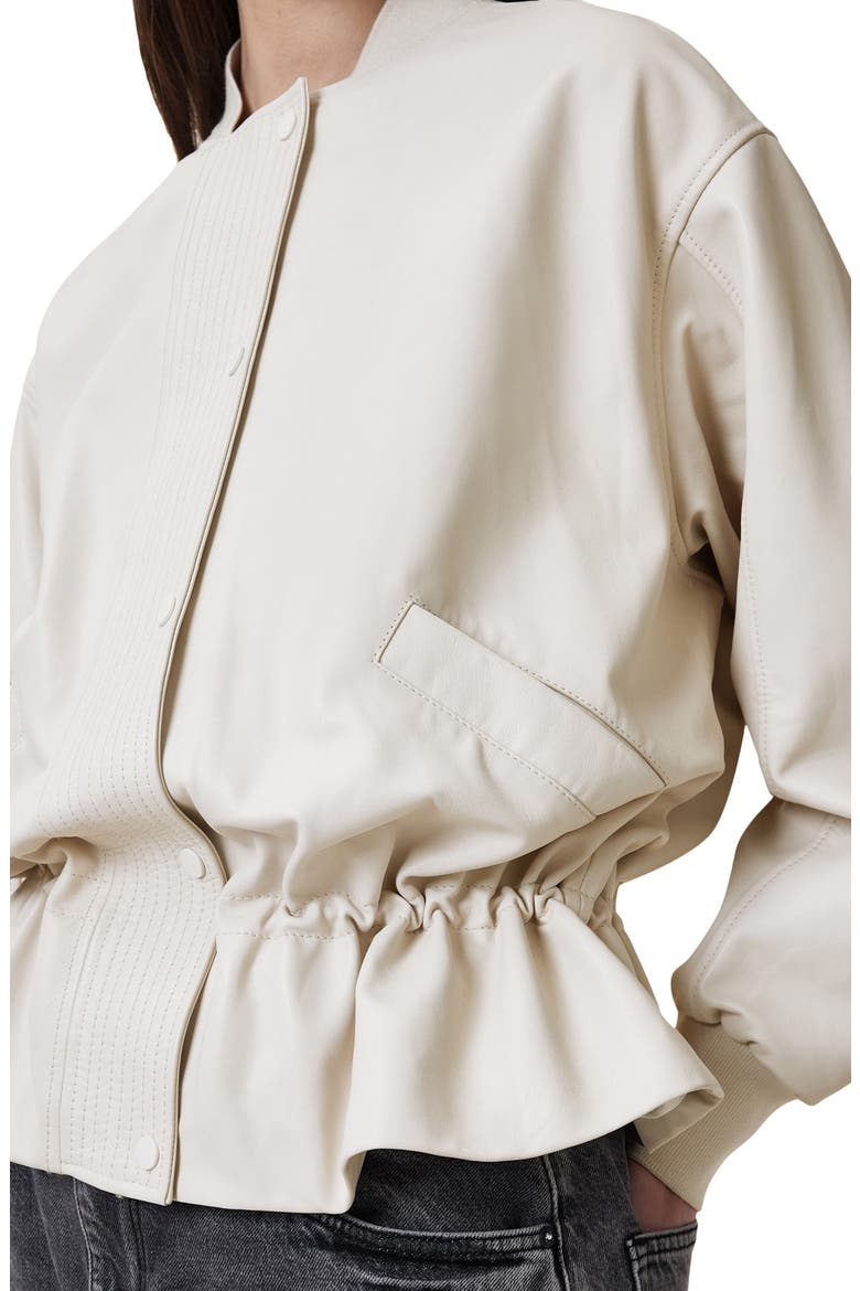Sofi Leather Bomber Jacket, Alternate, color, OFF WHITE