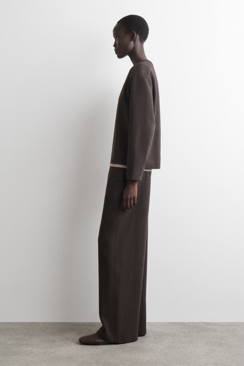 Cotton Long-Sleveled Top, Alternate, color, DARK BROWN