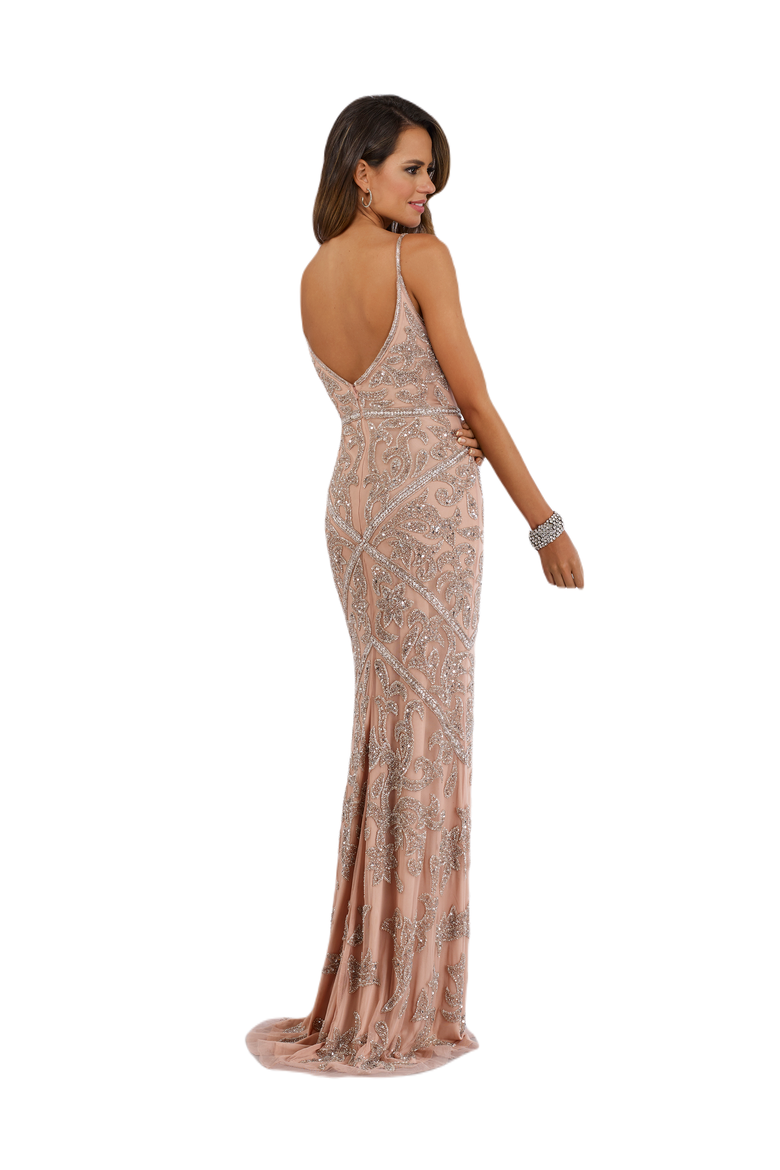 Illusion Neckline A-line Long Sleeves Gown, Alternate, color, Blush