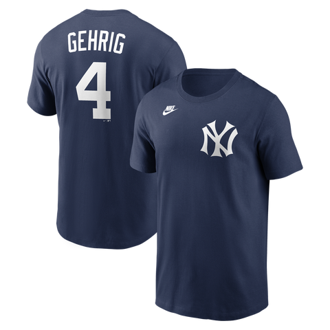 Men's Nike Lou Gehrig Navy New York Yankees Cooperstown Collection Name & Number T-Shirt