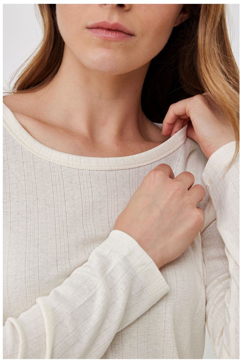 Daydream Pointelle Loungewear Top, Alternate, color, Cream