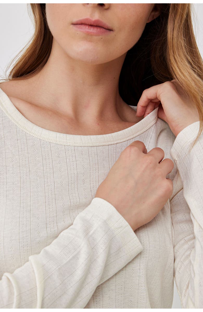 Gottex Beach Life Daydream Pointelle Loungewear Top, Alternate, color, Cream