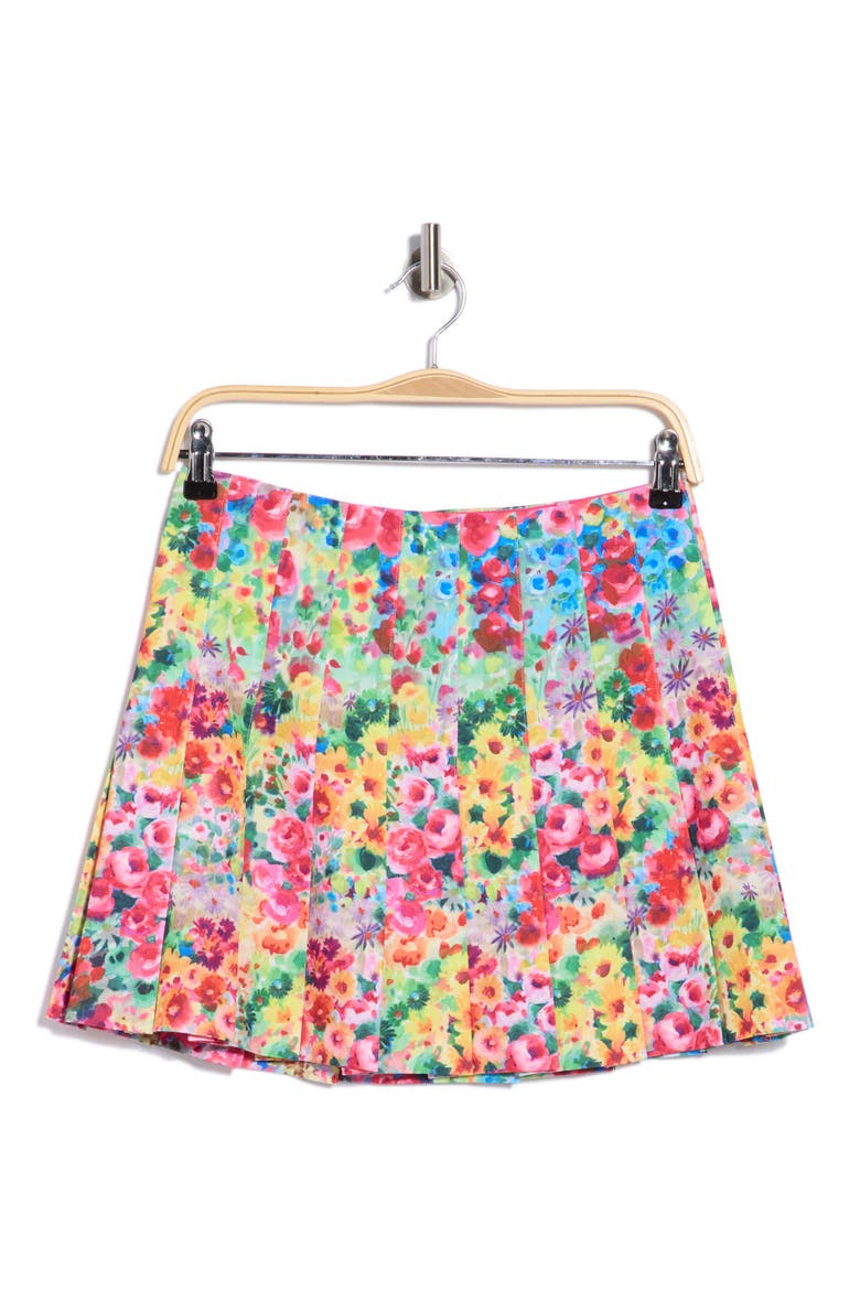 Carter Stitched Pleat Miniskirt, Alternate, color, GARDEN FLORAL