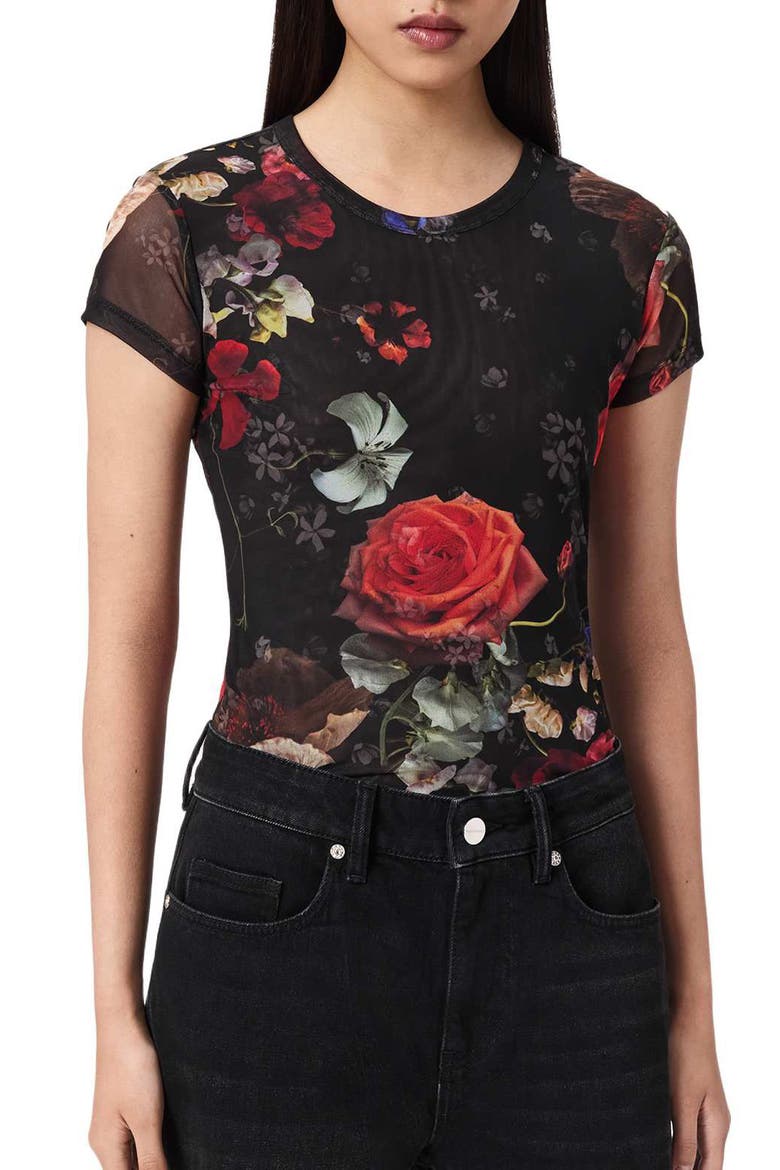 Ellie Mesh T-Shirt, Main, color, HAZE BLACK