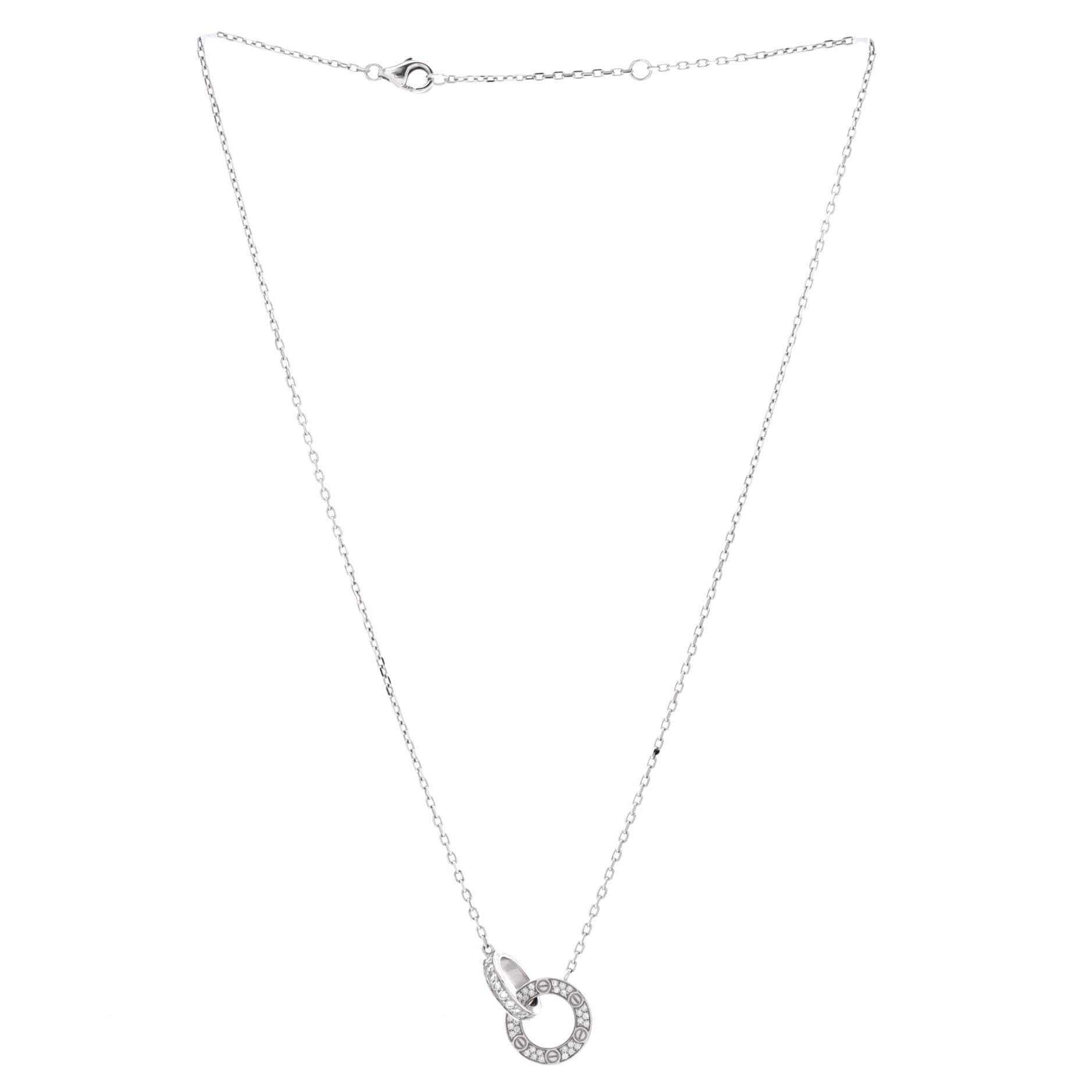 Love Interlocking Pave Necklace 18K White Gold and Diamonds, Alternate, color, Metallic Gold