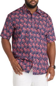 Synrgy by DXL Big & Tall Sketch Leaf Print Sport Shirt