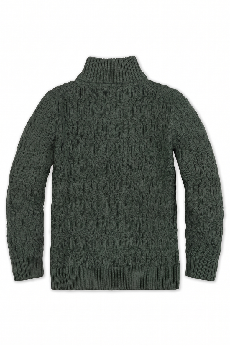 Kids' Organic Cable Knit Half Zip Sweater, Alternate, color, Forest Green Heather
