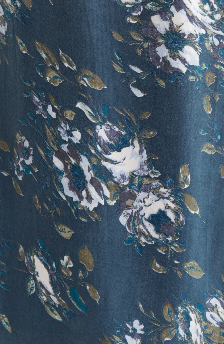 Lucky Brand Lace Trim Floral Print Midi Dress, Alternate, color, Navy Multi