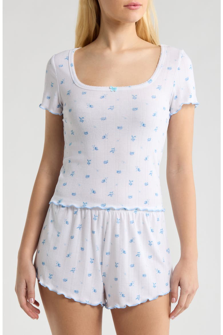 Pointelle Knit Short Pajamas, Main, color, WHITE- BLUE SABRINA DITSY