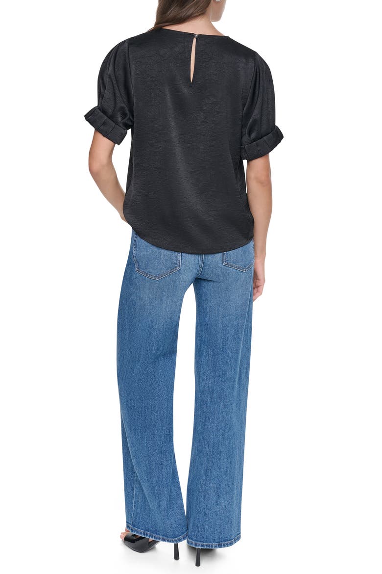 Textured Satin Shirt, Alternate, color, BLACK
