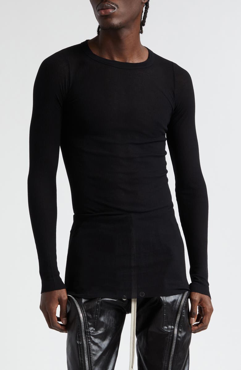 Rick Owens Forever Rib Jersey T-Shirt, Main, color, Black