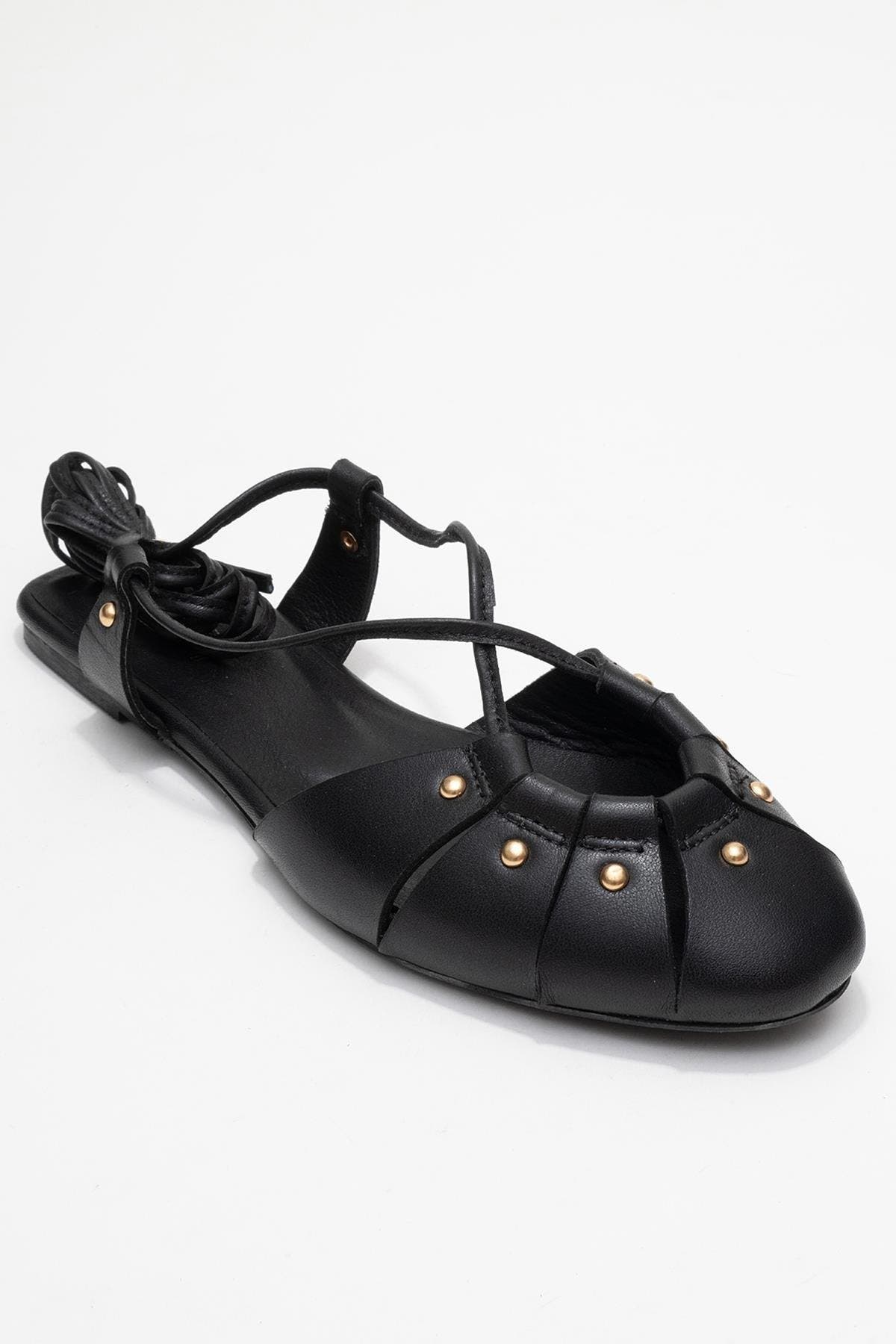 Forever & Always Shoes Daria Leather Ankle Lace-Up Sandal, Main, color, Black