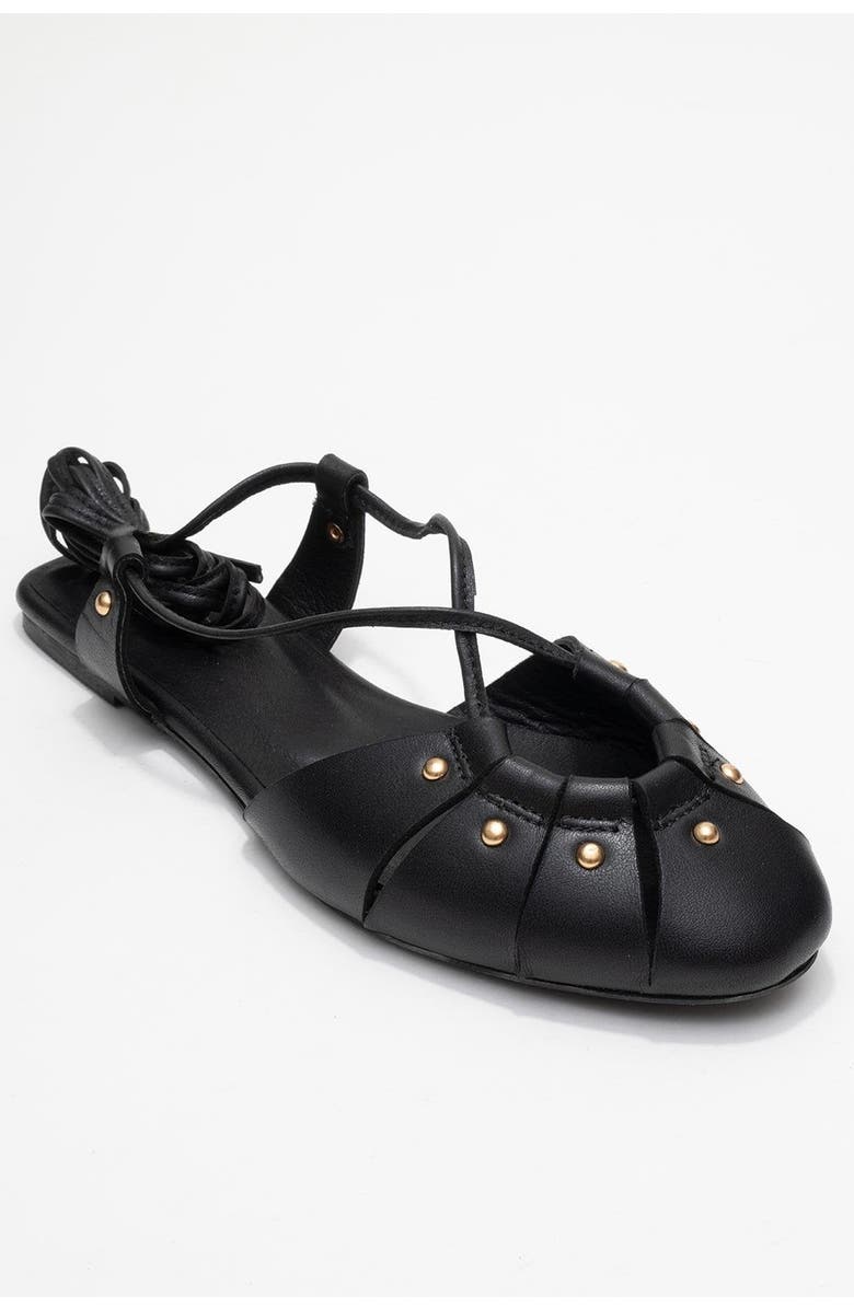 Forever & Always Shoes Daria Leather Ankle Lace-Up Sandal, Main, color, Black