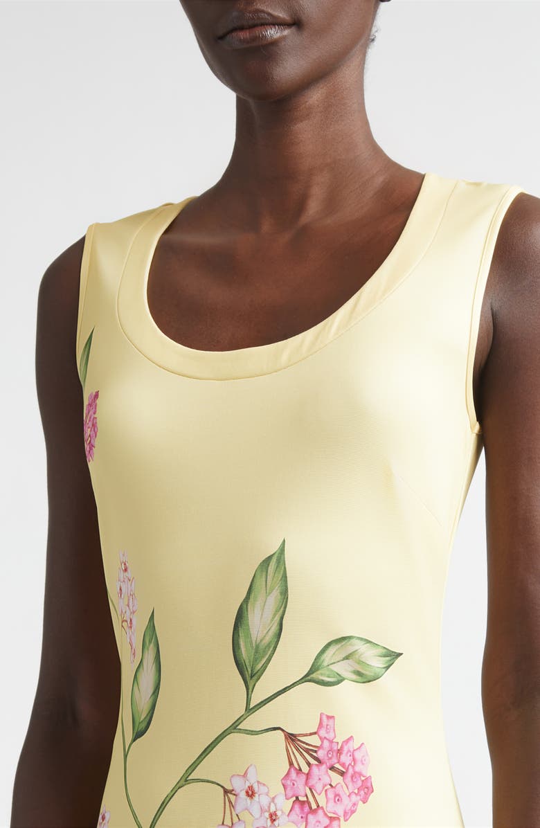 Oscar de la Renta Porcelain Flower Jersey Maxi Dress, Alternate, color, Pink/ Butter