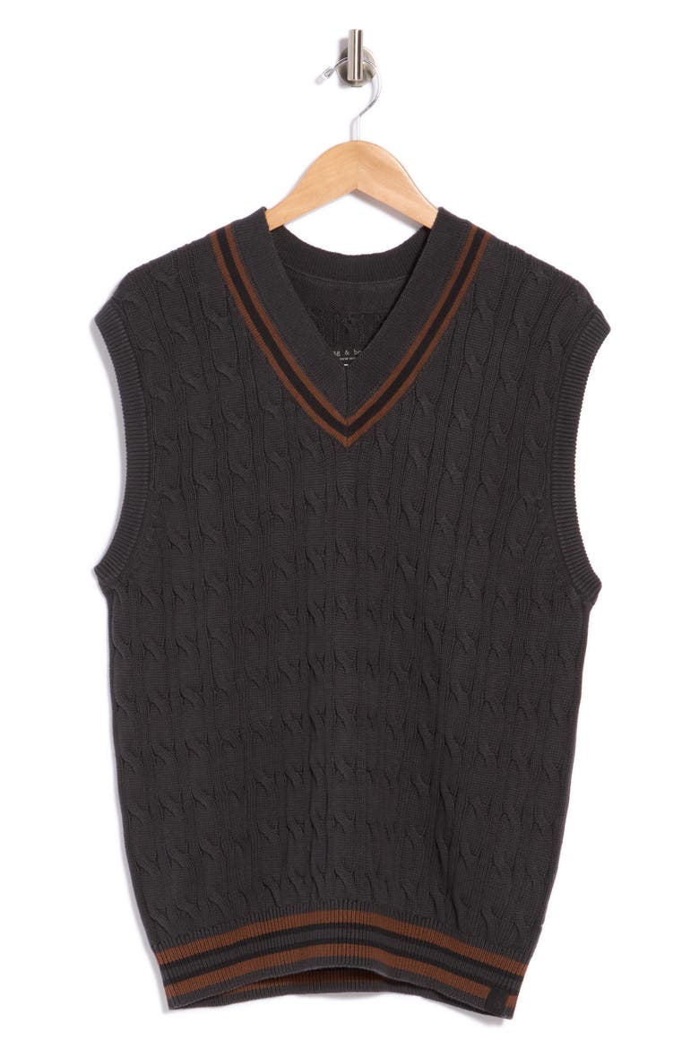 Tristan Cable Knit Sweater Vest, Main, color, DARK GREY