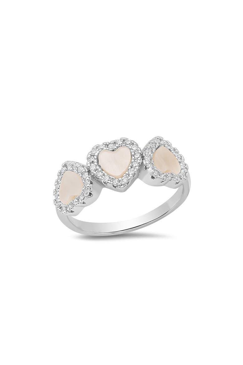 Mother-of-Pearl & Simulated Diamond Ring, Main, color, SILVER