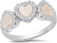 HMY JEWELRY Mother-of-Pearl & Simulated Diamond Ring
