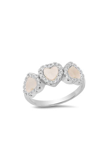 Hmy Jewelry Mother-of-pearl & Simulated Diamond Ring In Metallic