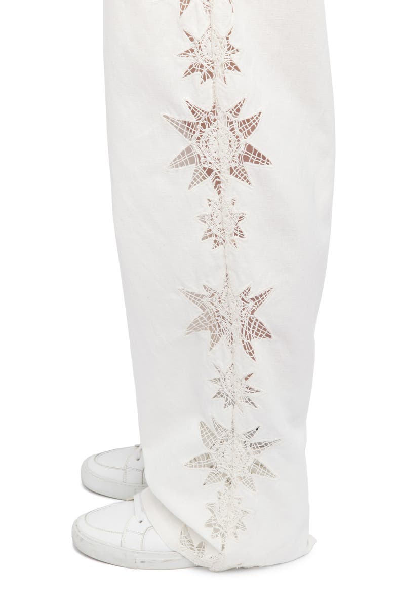 Zadig & Voltaire Elfy Embroidered Detail Cotton & Linen Pants, Alternate, color,