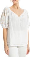 MAX STUDIO Embroidered Puff Sleeve Top