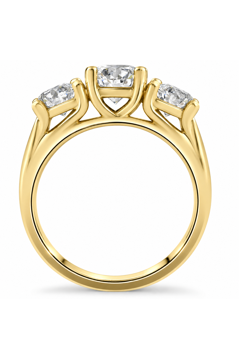 3 1/2ct Diamond 3-Stone 14k Gold Engagement Ring Lab Grown, Alternate, color, 14k Yellow Gold
