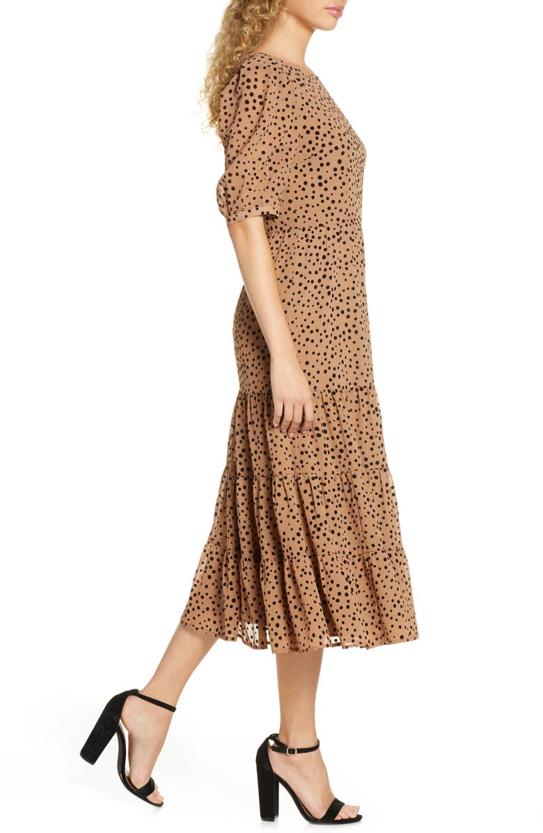 BB Dakota by Steve Madden BB Dakota Dot Print Midi Dress, Alternate, color, 