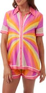 Trina Turk Ember 2 Printed Satin Button Up Top