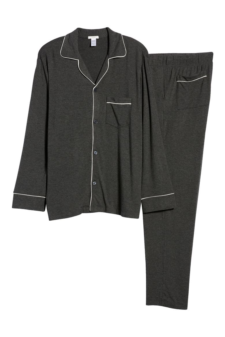 William Stretch Tencel® Modal Long Pajamas, Alternate, color, CHARCOAL HEATHER