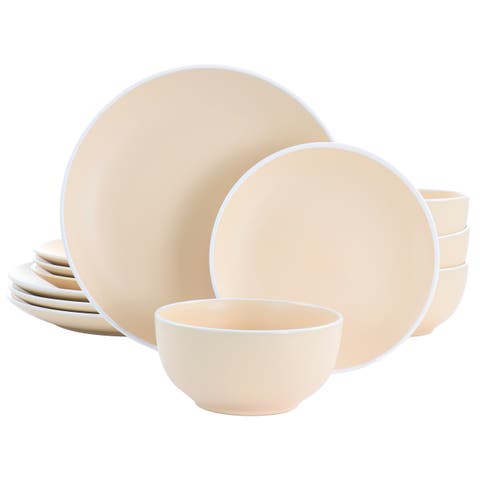 Creamy Tahini 12 piece Stoneware Dinnerware Set