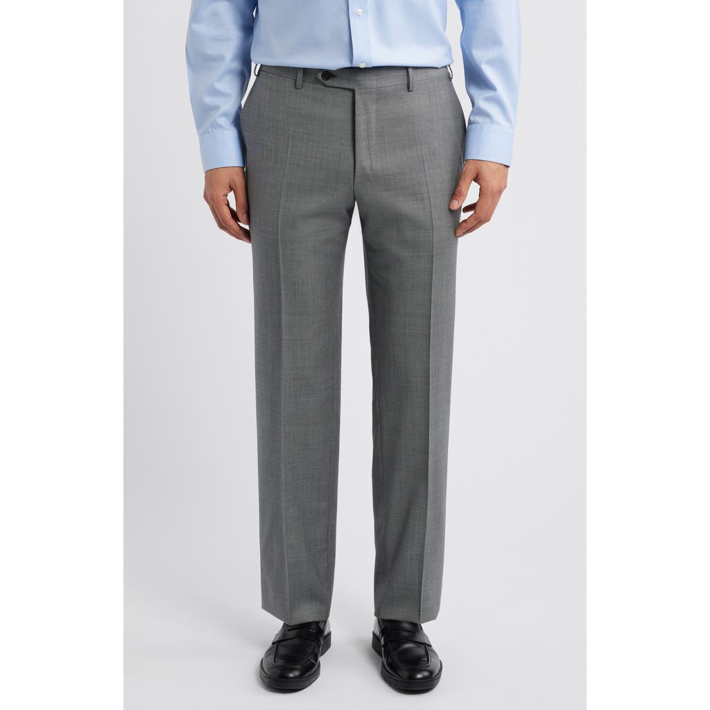 Canali Impeccabile Regular Fit Bird's Eye Super 130s Wool Dress Pants In Grey