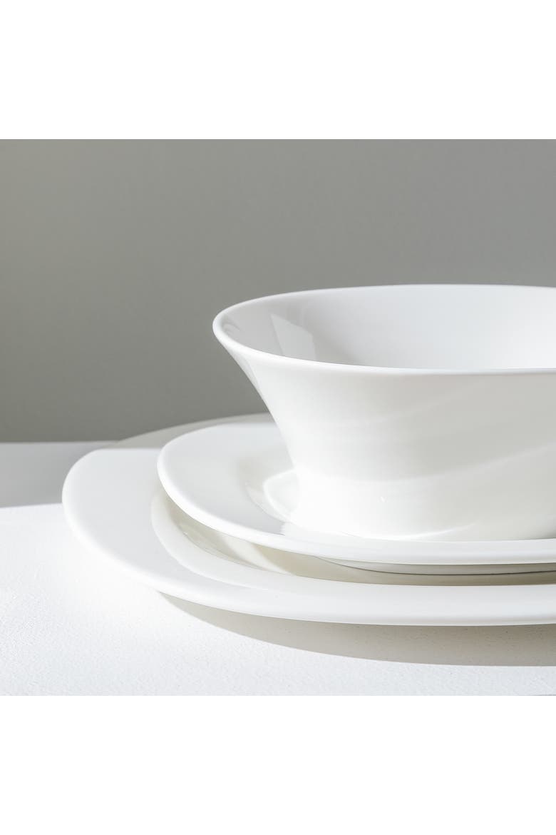 Quadro Porcelain 12-Piece Dinnerware Set, Alternate, color, White