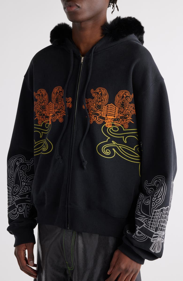 Acne Studios Floragatan 13 Appliqué Zip-Up Hoodie, Alternate, color,
